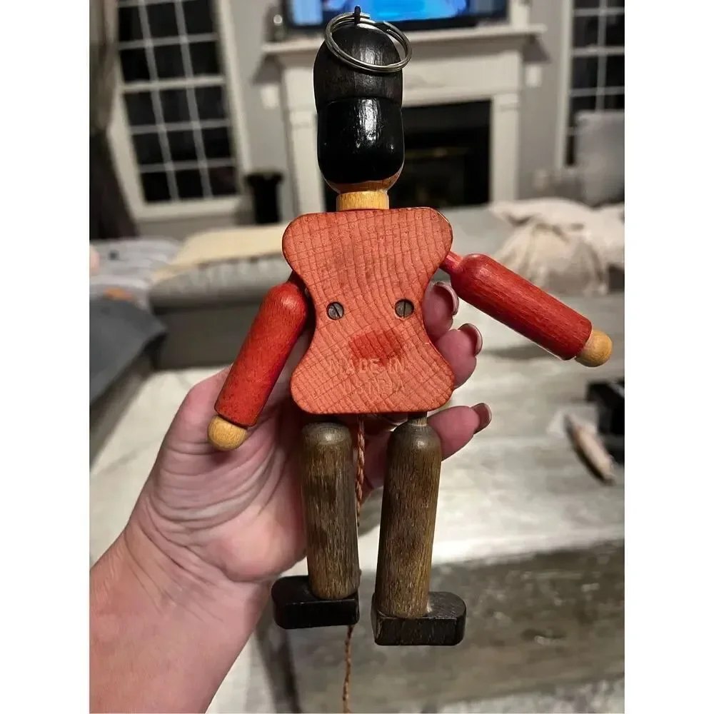 Vintage Wooden Austrian Toy Soldier Jointed Christmas Ornament